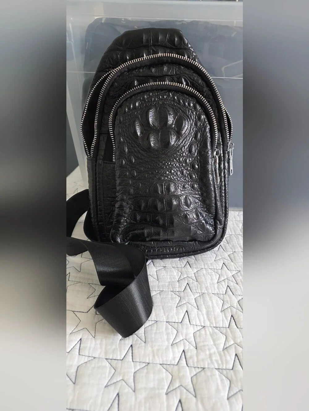 Vintage Leather Animal Paw Crossbody/Chest Day Sling Bag for Men or Women